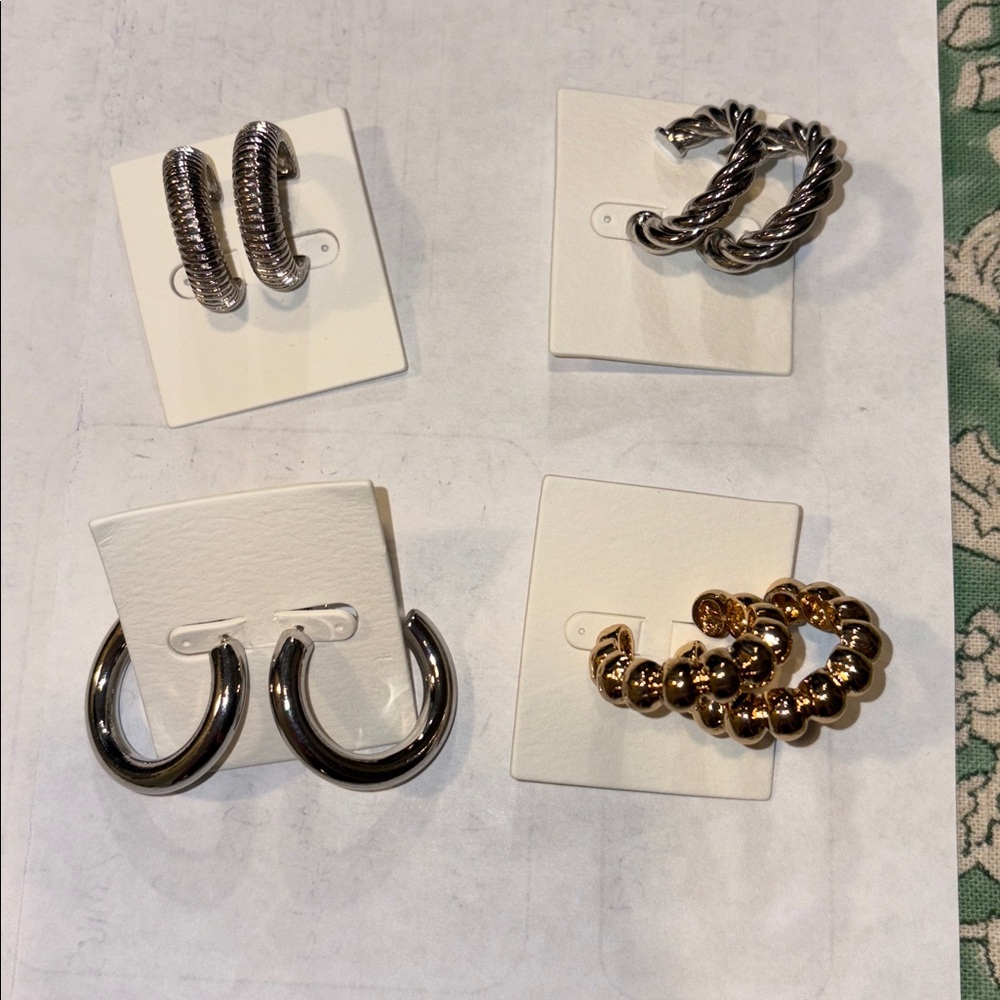 Set of Silver and Gold Hoop Earrings